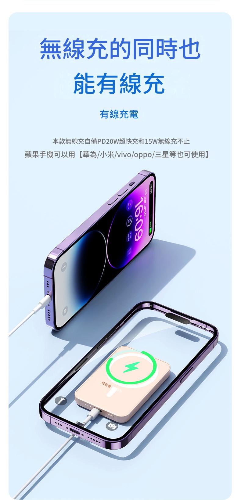 無線、有線都可以充的磁吸行動電源