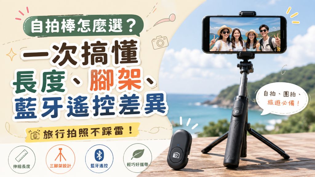 自拍棒怎麼選？一次搞懂長度、腳架、藍牙遙控差異，旅行拍照不踩雷