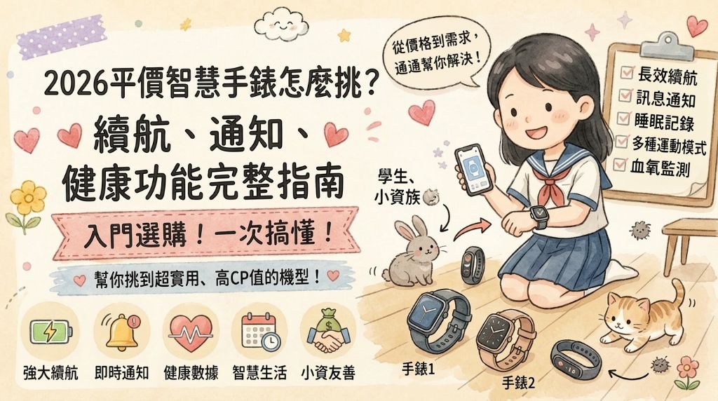 2026平價智慧手錶推薦：1000～3000元怎麼挑？學生、小資族入門選購指南