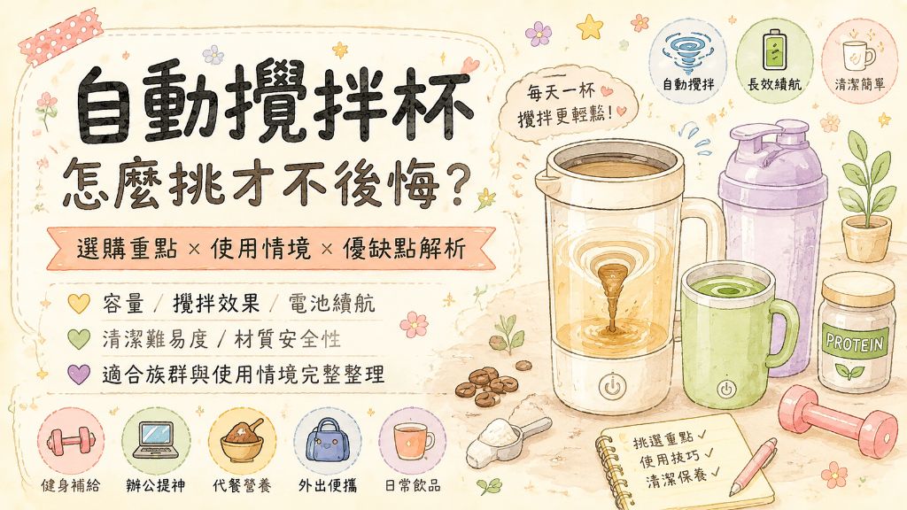 自動攪拌杯推薦指南：好用嗎？從容量、清潔到使用情境教你挑選