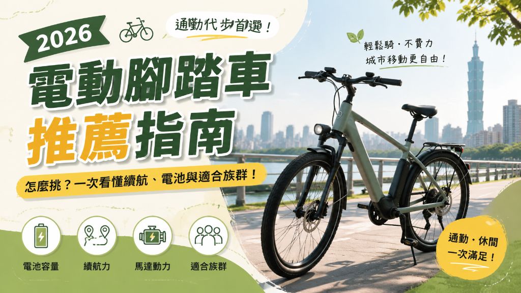 2026 電動腳踏車推薦指南：通勤代步怎麼挑？電池、續航與適合族群一次看懂