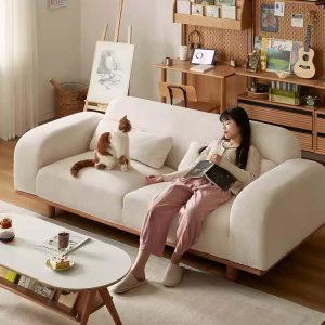 燈芯絨沙發|實木現代客廳小戶型|簡約復古日式|直排布藝沙發