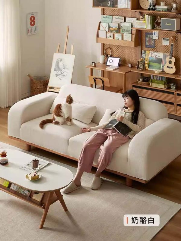 燈芯絨沙發｜實木現代客廳小戶型｜簡約復古日式｜直排布藝沙發