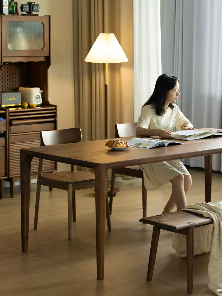 北美黑胡桃木长方形餐桌|家用書桌|工作台|餐厅實木桌