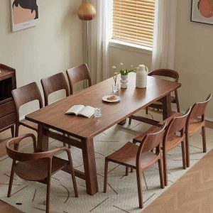 黑胡桃木餐桌全實木家用茶桌板｜桌長方形大長桌｜書桌工作台