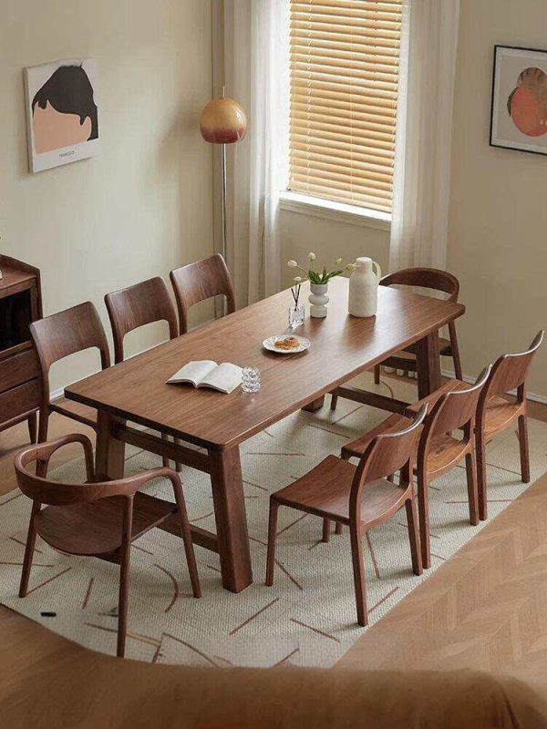 黑胡桃木餐桌全實木家用茶桌板｜桌長方形大長桌｜書桌工作台