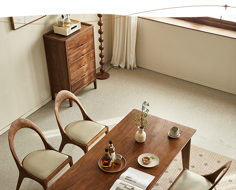 全實木北歐簡約家用餐桌創意靠背椅子